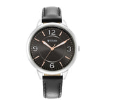 Titan Women's Watch Analog Black Dial With Black Leather Strap, 2617SL04